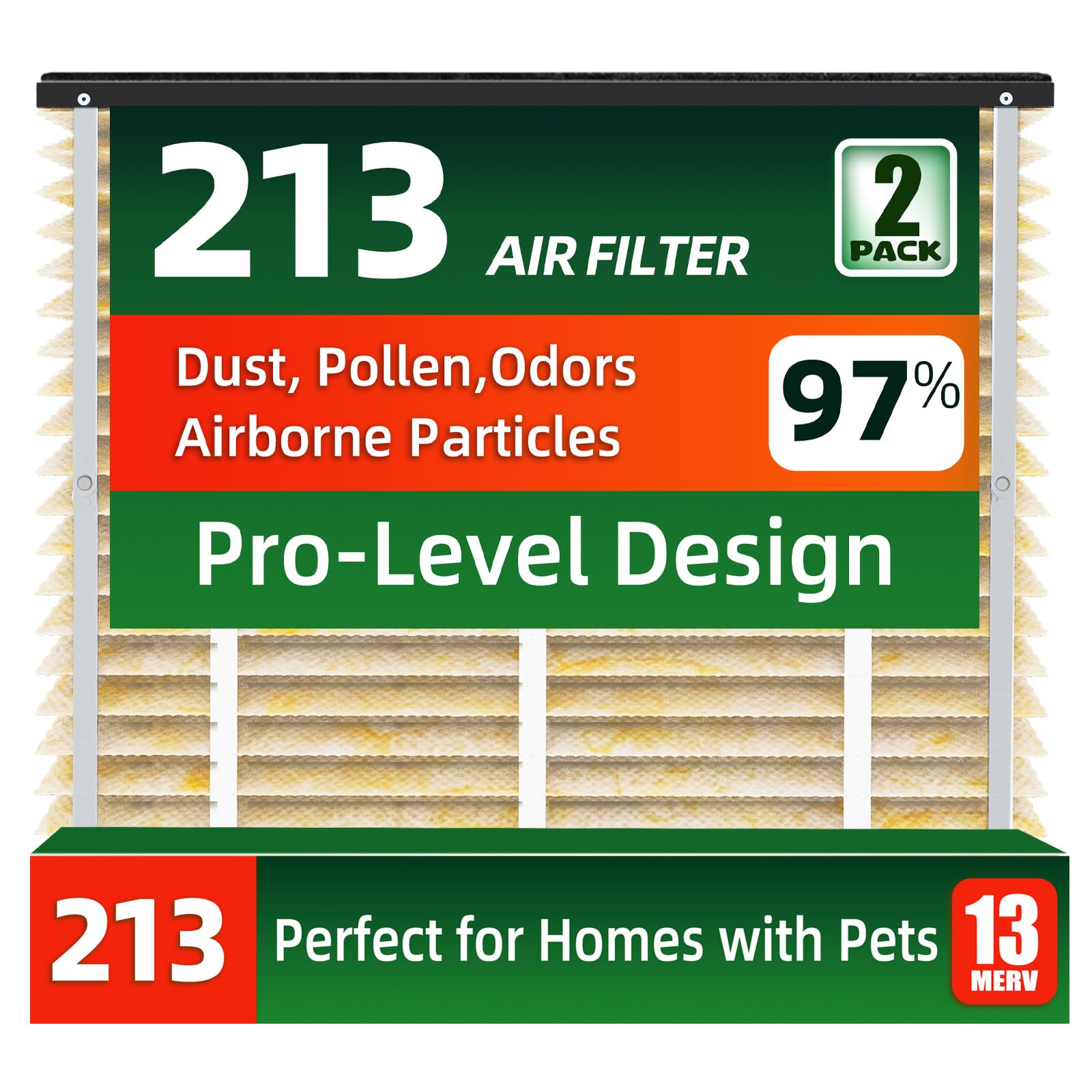 2 Pack 213 Air Filter Replacement, Help Reduce Odor, Humidity